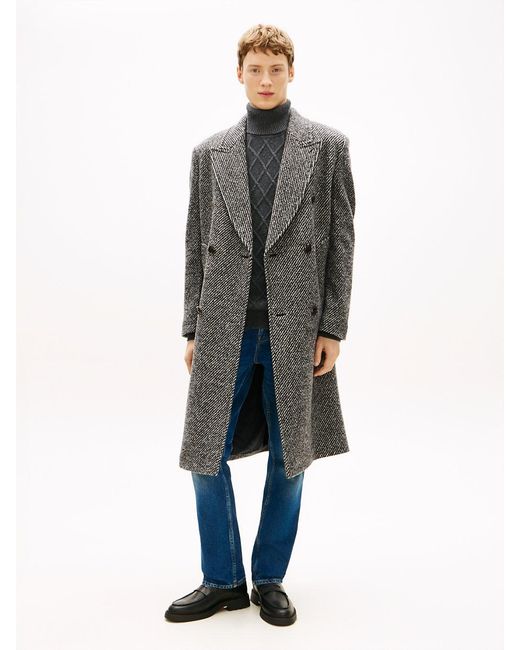 Tommy Hilfiger Multicolor Smart Casual Tweed Double Breasted Coat for men