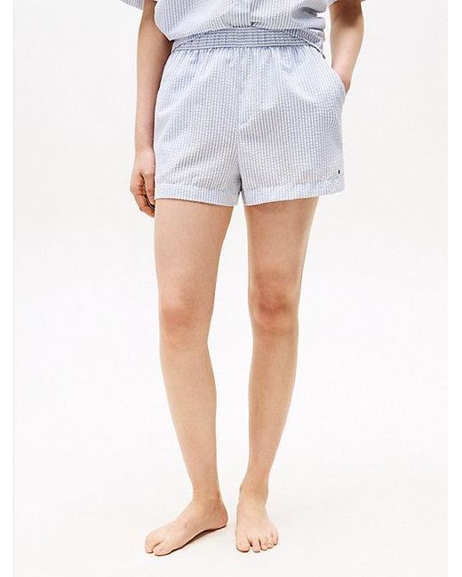Tommy Hilfiger White Strukturierte Seersucker-Shorts