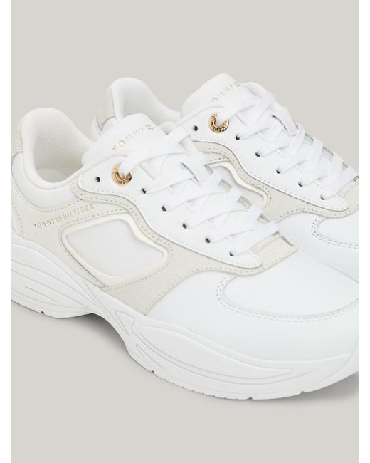 Tommy Hilfiger White Sport Casual Chunky Leather Runner Trainers