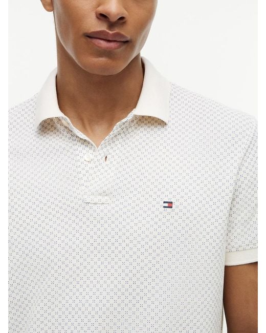 Tommy Hilfiger White Regular Fit Geometric Print Polo Shirt for men