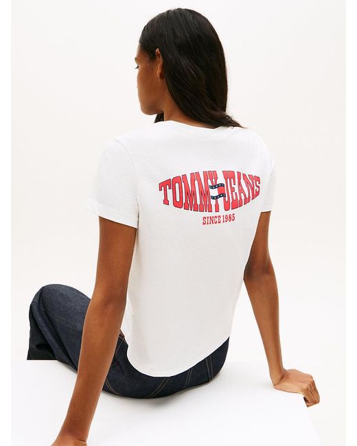 Tommy Hilfiger White Wavy Flag Back Logo Jersey T-Shirt