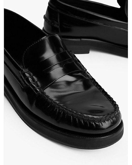 Tommy Hilfiger Leren Loafer Met Logo in het Black voor heren