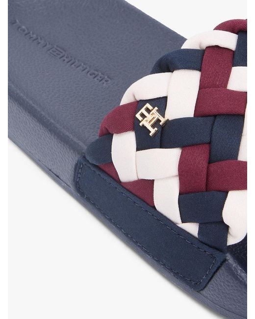 Tommy Hilfiger Blue Braided Pool Slides