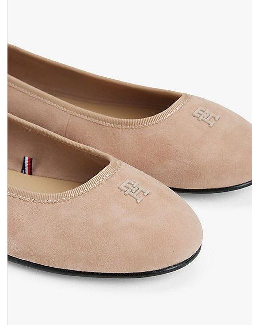 Tommy Hilfiger Suède Ballerina Met Th-Monogram in het White