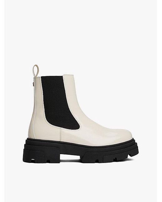 Tommy Hilfiger Chelsea Boot Van Glanzend Leer Met Profiel in het White