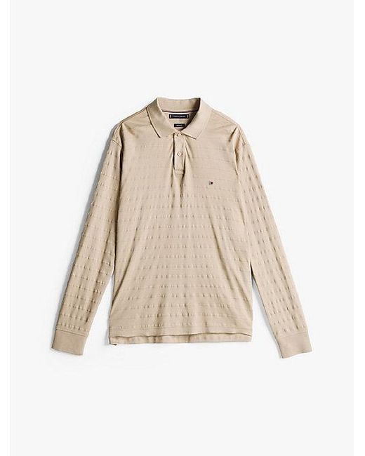 Tommy Hilfiger Regular Fit Polo Met Lange Mouwen in het Natural voor heren