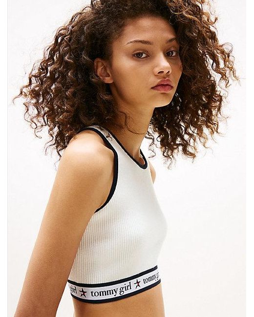 Camiseta De Tirantes Tommy Girl Cropped Tommy Hilfiger de color White