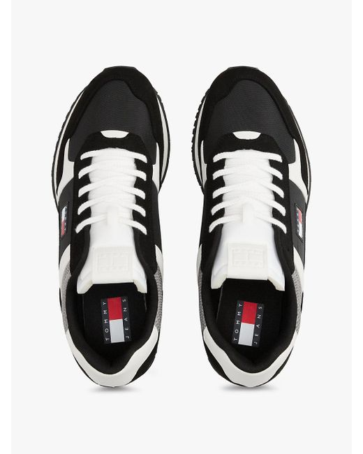 Sneakers Con Logo E Mix Di Texture di Tommy Hilfiger in White da Uomo