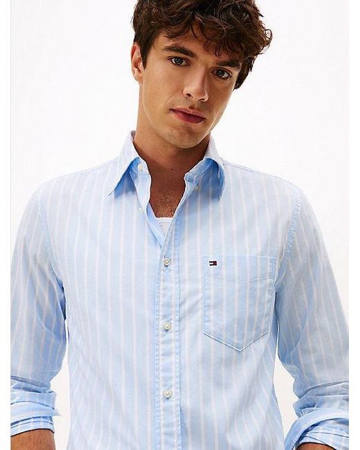Tommy Hilfiger Th Flex Regular Fit Overhemd Met Strepen in het White voor heren