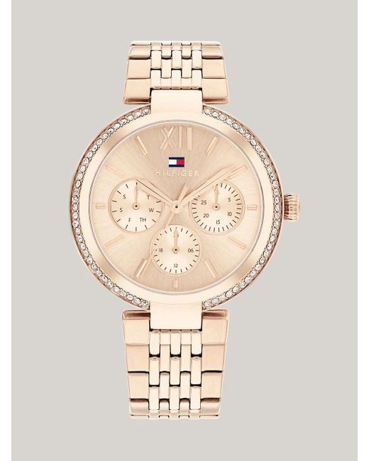 Tommy Hilfiger Natural Crystal Bezel Ionic Carnation Gold-plated Watch