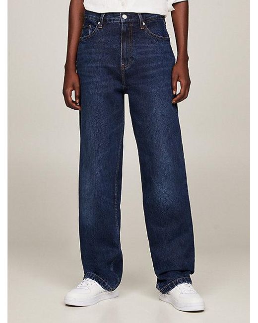 Tommy Hilfiger High Rise Straight Relaxed Jeans in het Blue
