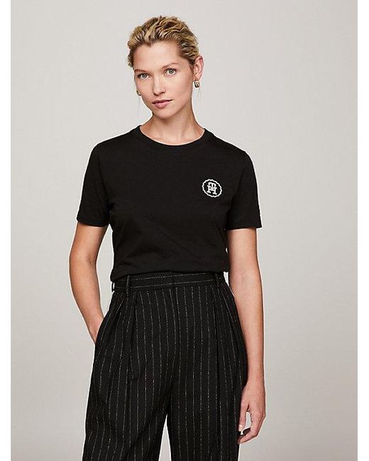 Tommy Hilfiger Modern T-shirt Met Geborduurd Monogramstempel in het Black