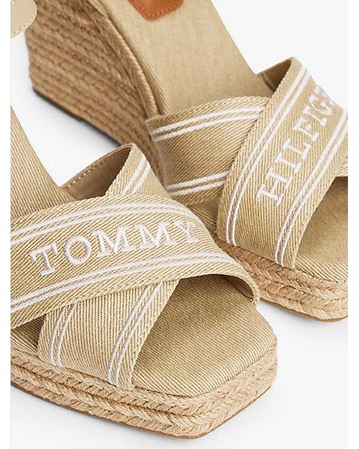 Tommy Hilfiger Espadrille Met Sleehak in het Natural