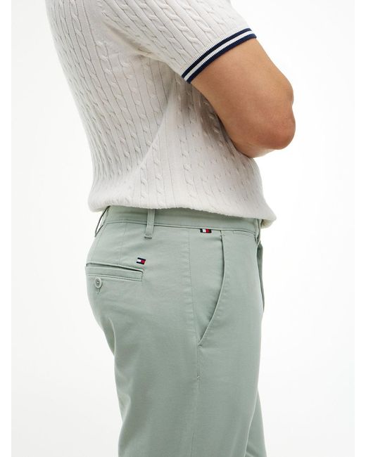 Tommy Hilfiger White Denton Slim Straight Twill Chinos for men