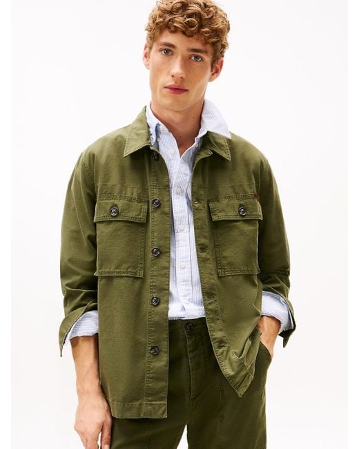 Giacca Stile Camicia Con Tasche Sbiadita di Tommy Hilfiger in Green da Uomo