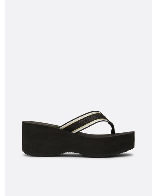 Tommy Hilfiger Brown Logo Platform Flip-flops