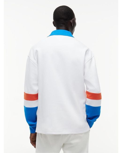 Tommy Hilfiger Blue Relaxed Fit Colour-Blocked Rugby Shirt for men