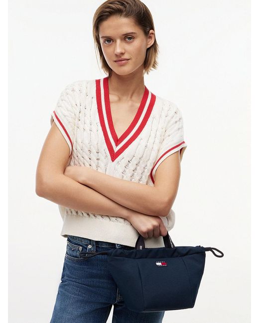 Tommy Hilfiger Blue Essential Repeat Logo Crossbody Tote Bag