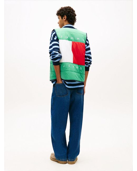 Tommy Hilfiger Green Water Repellent Colour-Blocked Back Logo Gilet for men