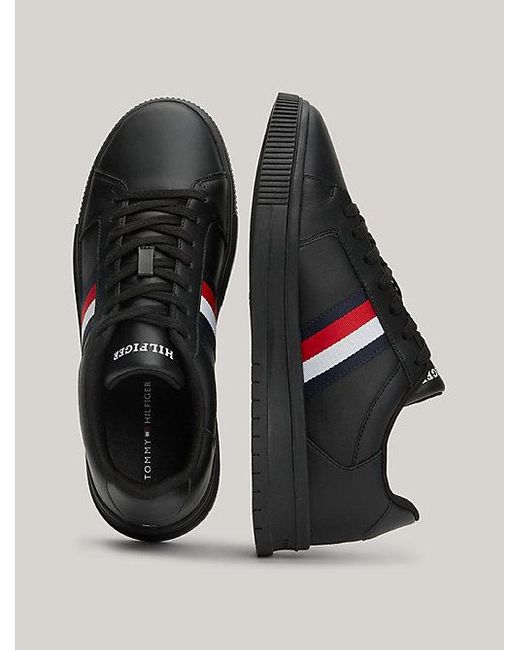 Tommy Hilfiger Essential Leder-Sneaker mit Tommy-Tape in Black für Herren