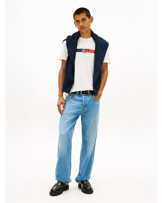 Tommy Hilfiger White Signature Logo Jersey T-Shirt for men