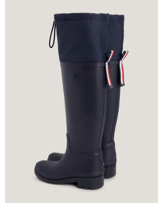 Tommy Hilfiger Tartan Lined Padded Rubber Boots in Blue | Lyst UK