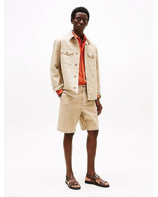 Bermudas De Algodón Y Lino Tommy Hilfiger de hombre de color Natural