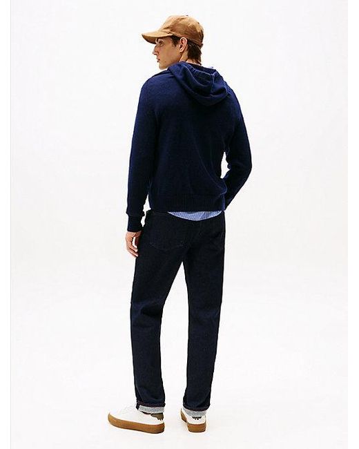 Tommy Hilfiger Hoodie Aus Reiner Lammwolle Mit Flag-Stickerei in Blue für Herren