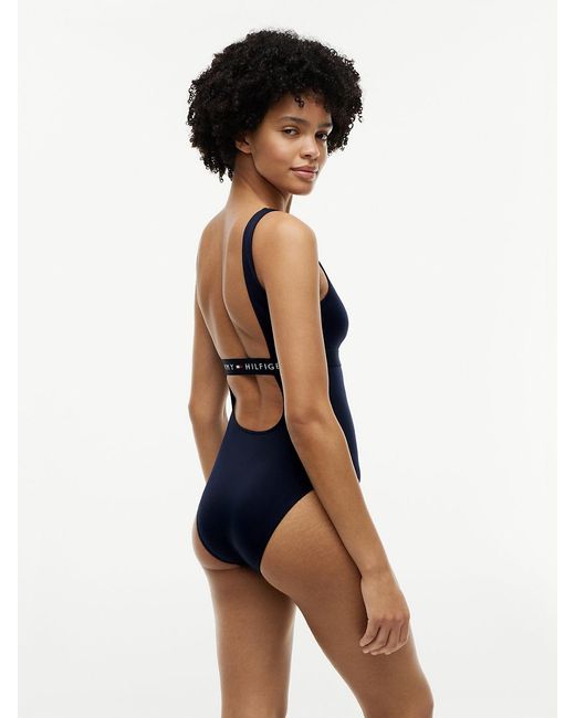Tommy Hilfiger Blue Logo Band One-piece Swimsuit