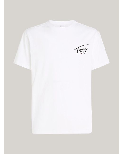 Tommy Hilfiger White Signature Logo Crew Neck T-shirt for men