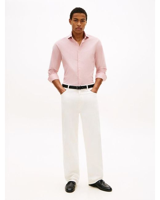 Tommy Hilfiger Pink New York Label Th Flex Slim Fit Shirt for men