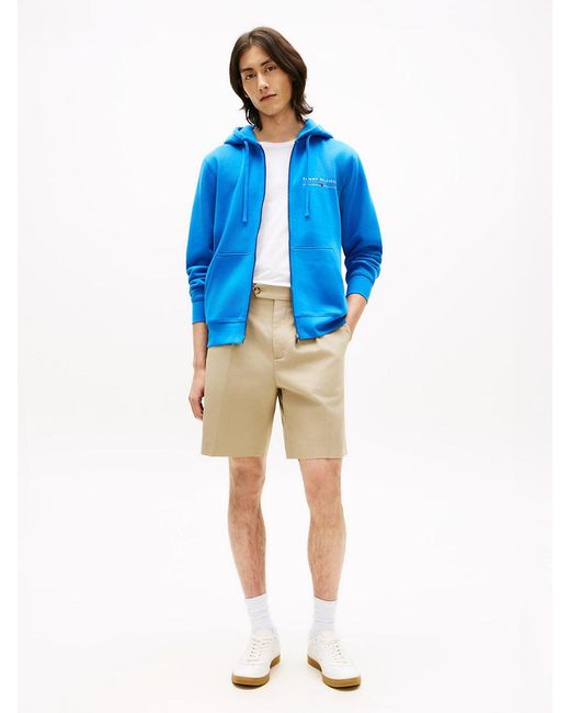 Tommy Hilfiger Blue Logo Terry Zip-Thru Hoody for men