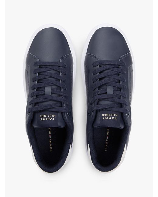 Tommy Hilfiger Blue Hilfiger Icon Leather Logo Embroidery Court Trainers