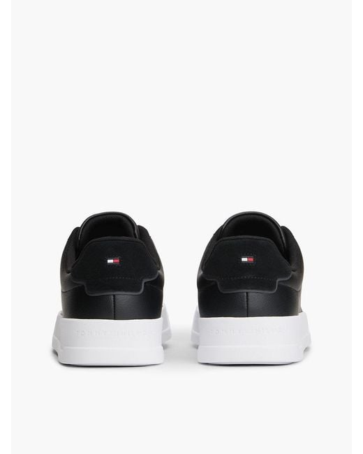 Tommy Hilfiger Black Logo Court Trainers With Leather for men