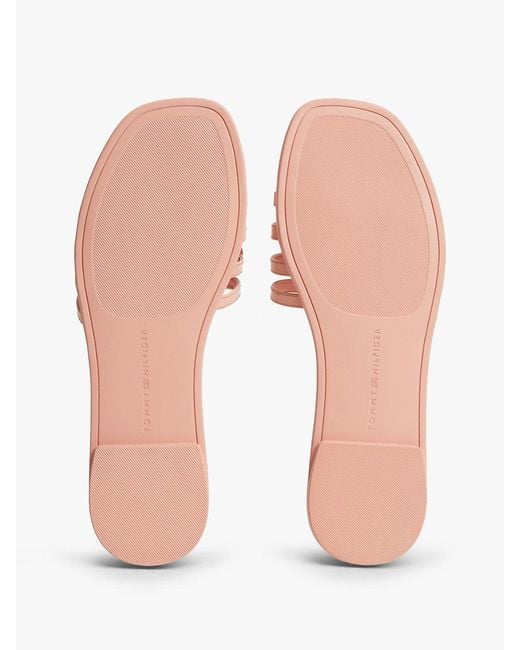 Tommy Hilfiger Pink Logo Strap Leather Mules
