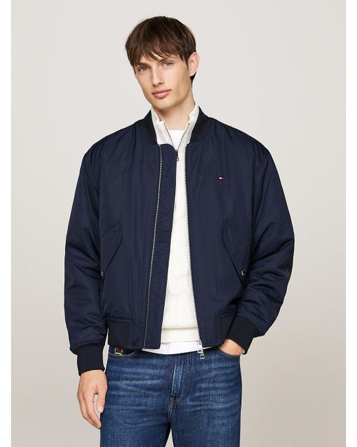 Tommy Hilfiger Blue Water Repellent Thermal Bomber Jacket for men