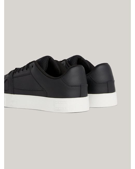 Tommy Hilfiger Black Essential Leather Cupsole Trainers for men