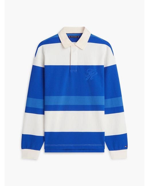 Tommy Hilfiger Blue Stripe Relaxed Rugby Shirt for men