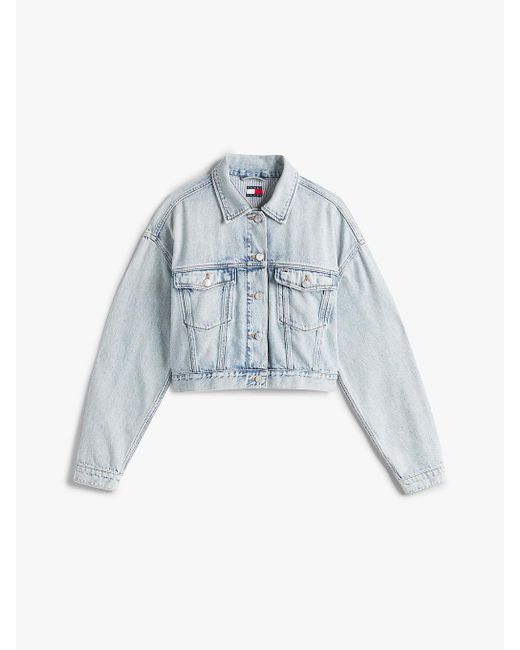 Tommy Hilfiger Blue Lightweight Trucker Cropped Jean Jacket