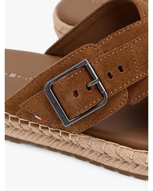 Tommy Hilfiger Brown Suede Buckle Flexible Sandals for men