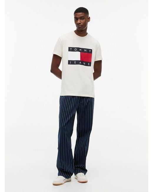 Tommy Hilfiger White Flag Badge Crew Neck T-Shirt for men