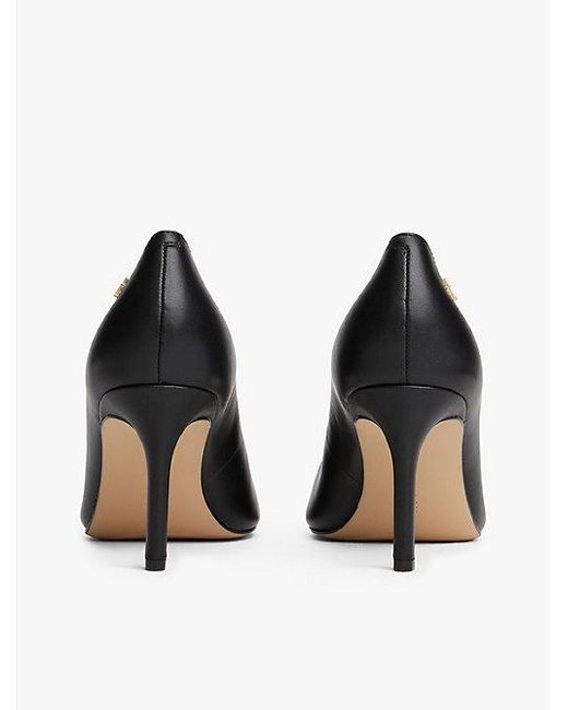 Tommy Hilfiger Leren Pump Met Naaldhak En Th-Monogram in het Black