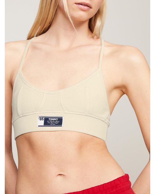 Tommy Hilfiger Natural Racerback Jersey Fitted Crop Top