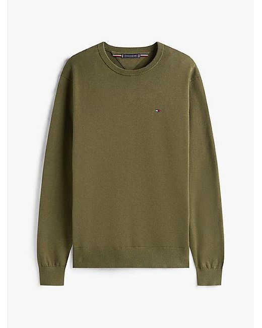 Tommy Hilfiger Trui Met Ronde Hals En Geborduurde Vlag in het Green voor heren