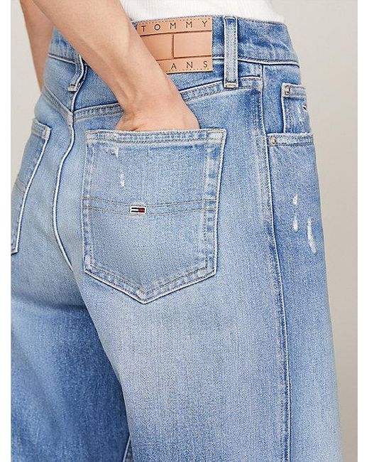 Tommy Hilfiger Betsy Medium Rise baggy Jeans Met Distressing in het Blue
