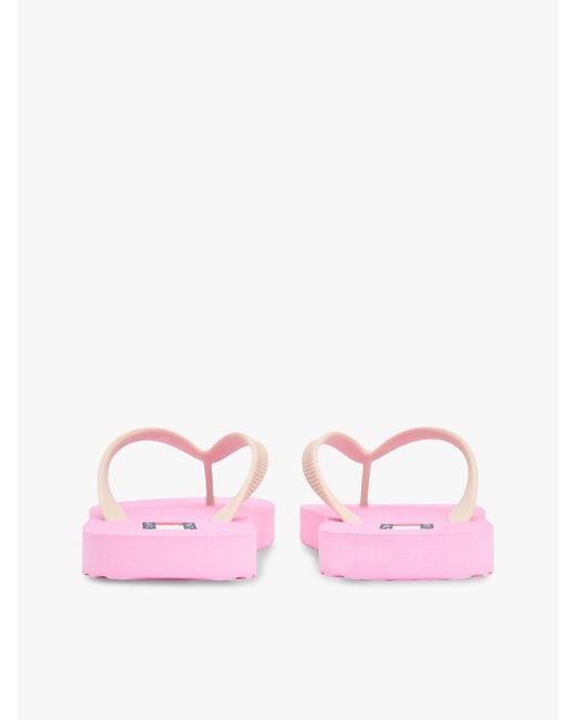Tommy Hilfiger Pink Fine Cleat Embossed Logo Flip-Flops