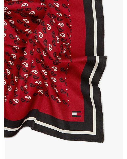 Pañuelo Estampado De Mezcla De Seda Tommy Hilfiger de hombre de color Red