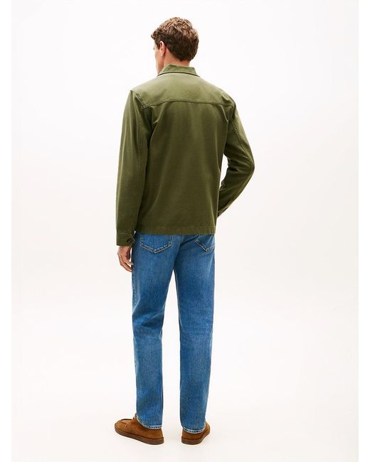 Tommy Hilfiger Green Textured Washed Sateen Utility Shirt Jacket for men