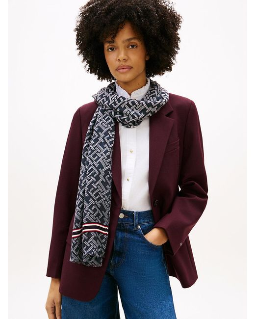 Tommy Hilfiger Blue Th Monogram Lightweight Scarf