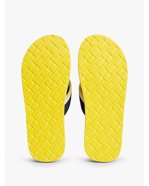 Tommy Hilfiger Black Stripe Webbing Strap Flip-Flops for men
